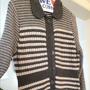 Boden grey and white long cardigan sweater.